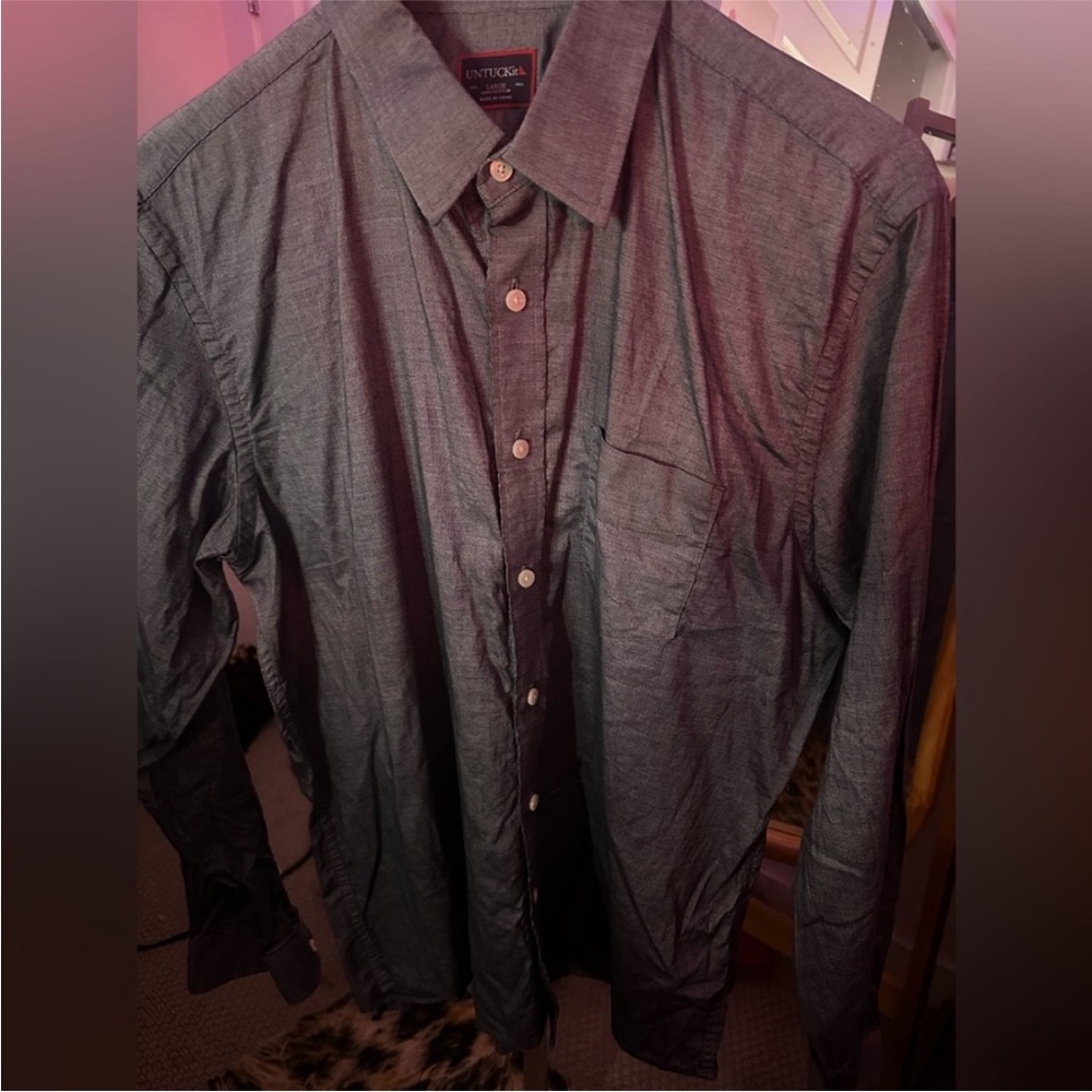 UNTUCKit Men's Gray Casual Button‎ Down Shirt size L